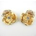 Set of Double Link Matte Gold-tone Rose Charm Pendants with Rhinestones Set B