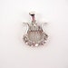 Lyre Musical Instrument Charm Silver-tone and Rhinestones