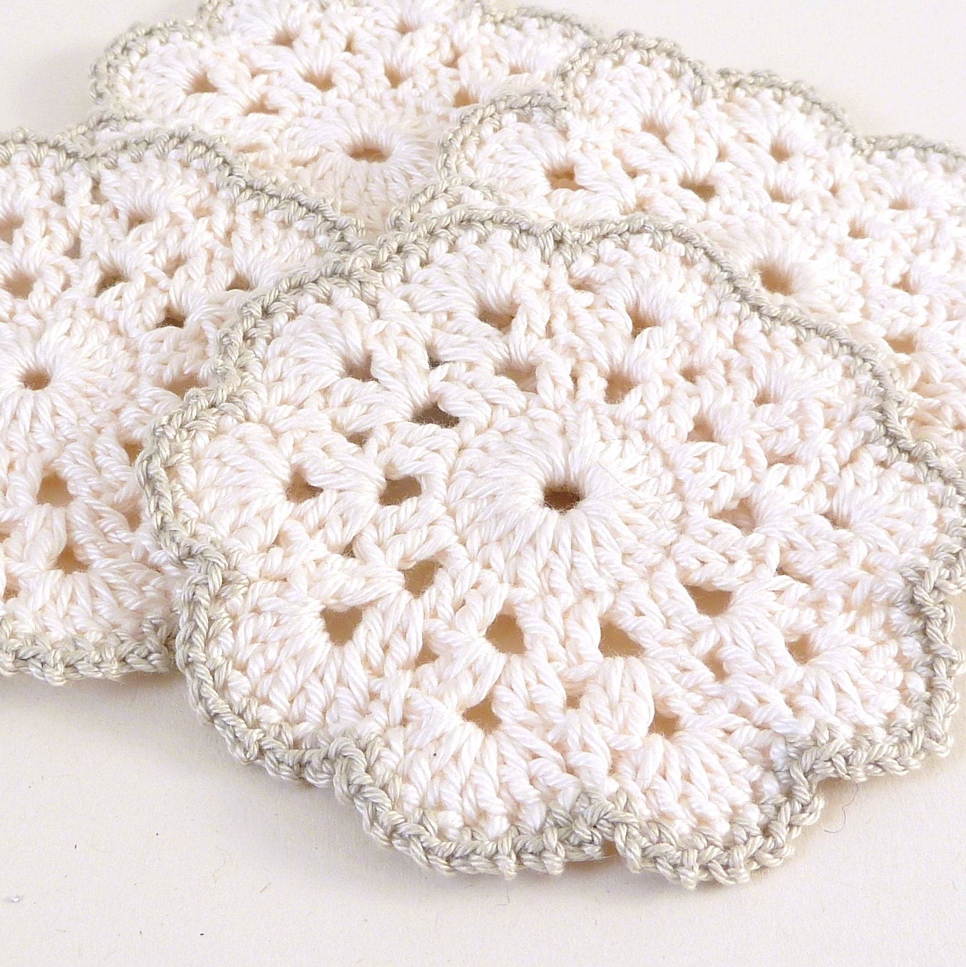 Crochet Coasters Set of 4 Wedding Decor Beach by MalvaDesignStudio