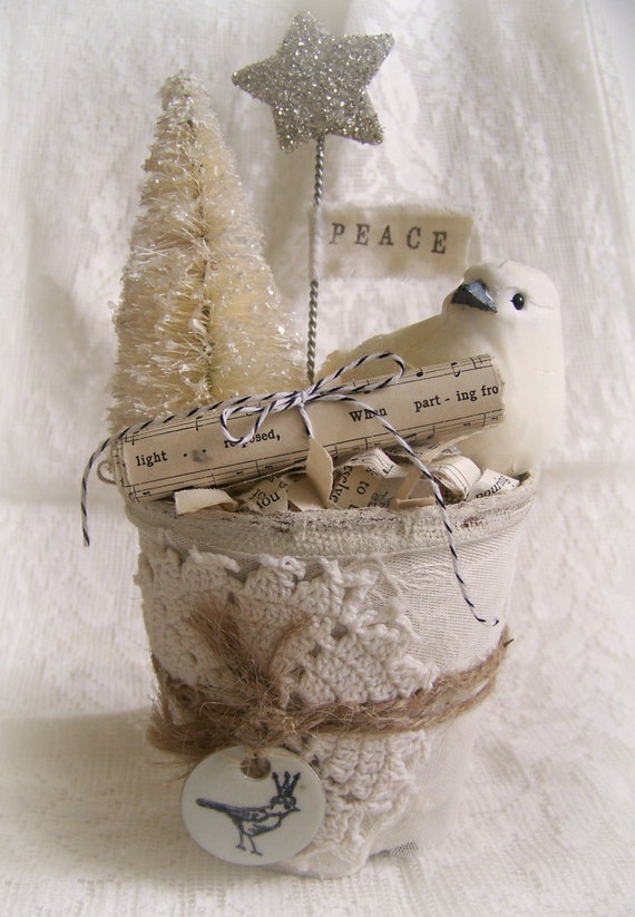 Handmade Winter White Christmas Decoration Vintage Christmas