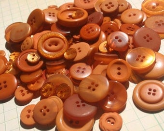 Dark Orange Buttons - Bulk Round Sewing Button - 100 Buttons - Rust