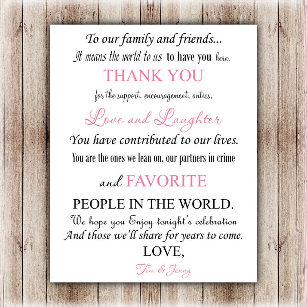 To Our Family and Friends Thank You Wedding by ParraclanDesigns