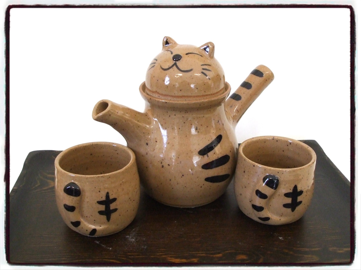 Super Cute Tabby Cat Teapot And Teacup Set By Misunrie By Misunrie