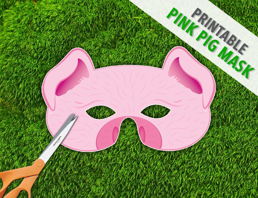 Pink Pig Mask Printable Mask Animal Mask Halloween