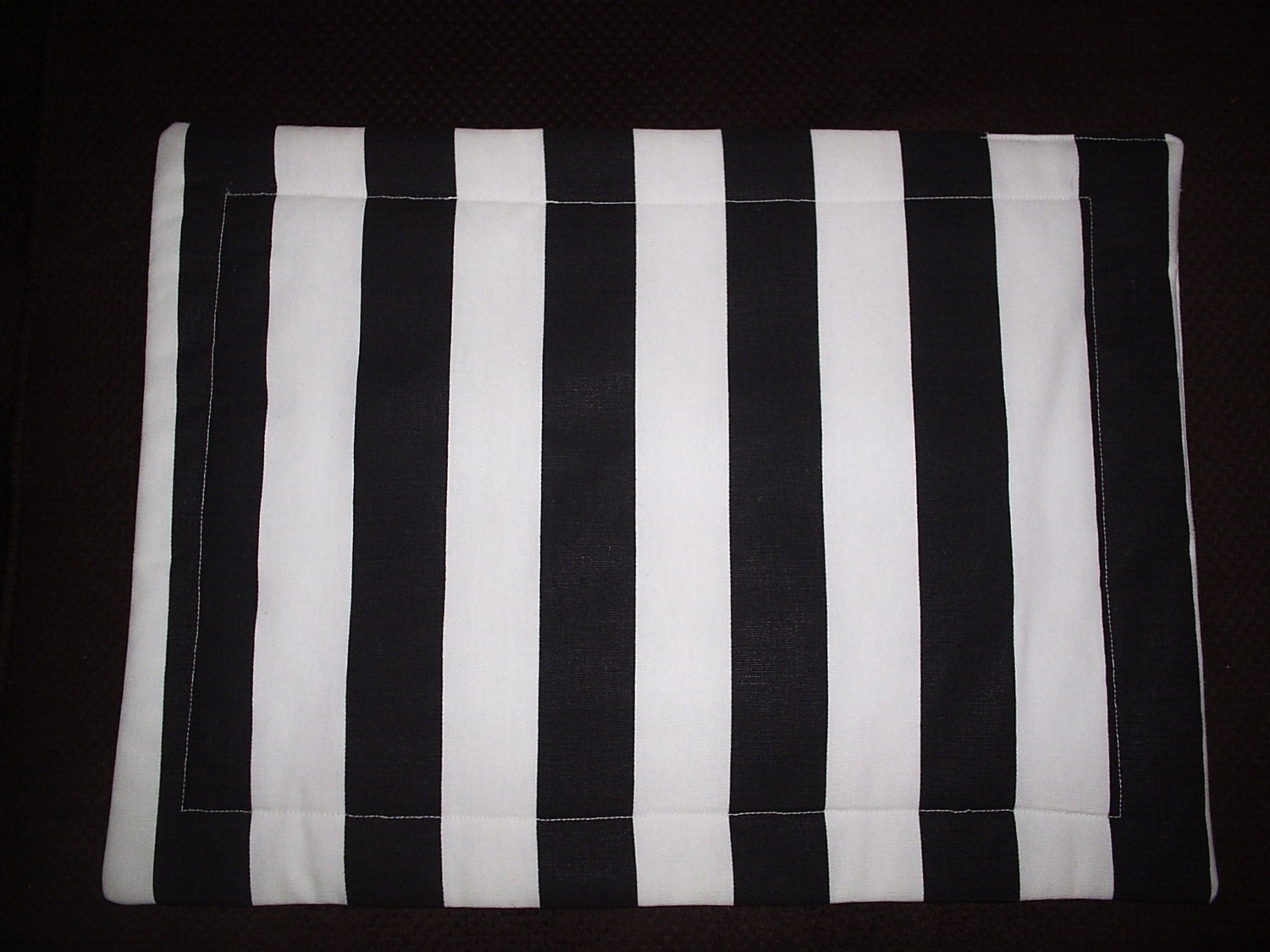 Set of 4 Black and White Cabana Striped Placemats by longrunners