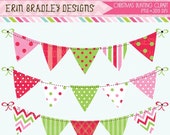 50% OFF SALE Christmas Bunting Banner Flag Clipart Commercial Use Clip Art Graphics INSTANT Download Il_170x135