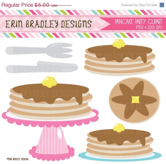 50% OFF SALE Pancake Party Clipart Clip Art Personal & Commercial Use INSTANT Download Il_570xn