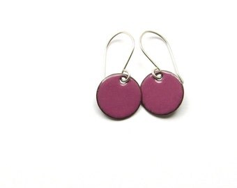 Small Purple Earrings - Small Earrings - Purple Enamel / Candies