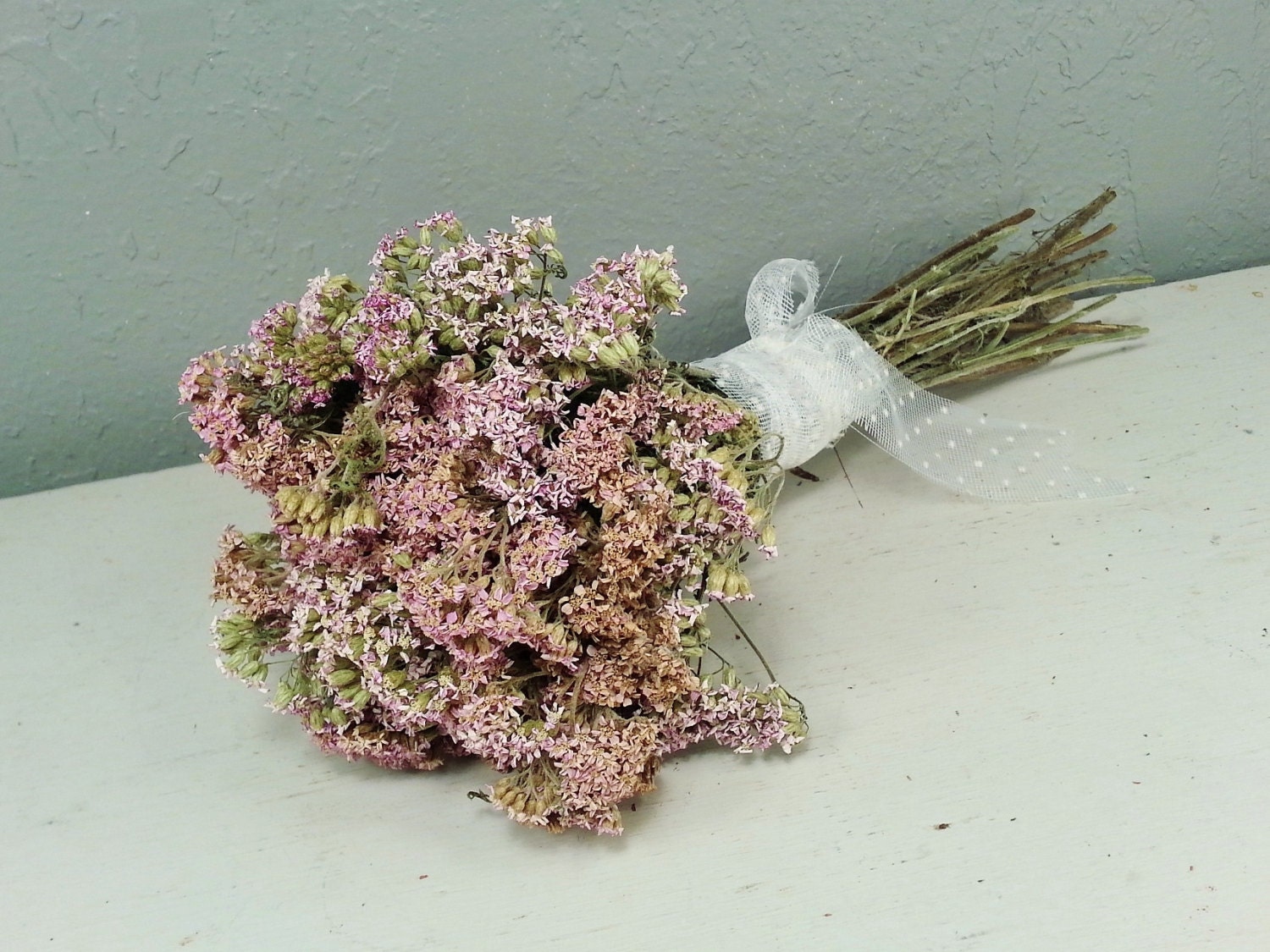 Dried Flower Bouquet Pink Yarrow Wedding Decoration Bride