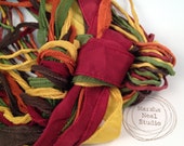 Silk Ribbons Set in Autumn Fall Foliage Color Palette Hand Painted All Three Styles of Silk Twenty Silks Total