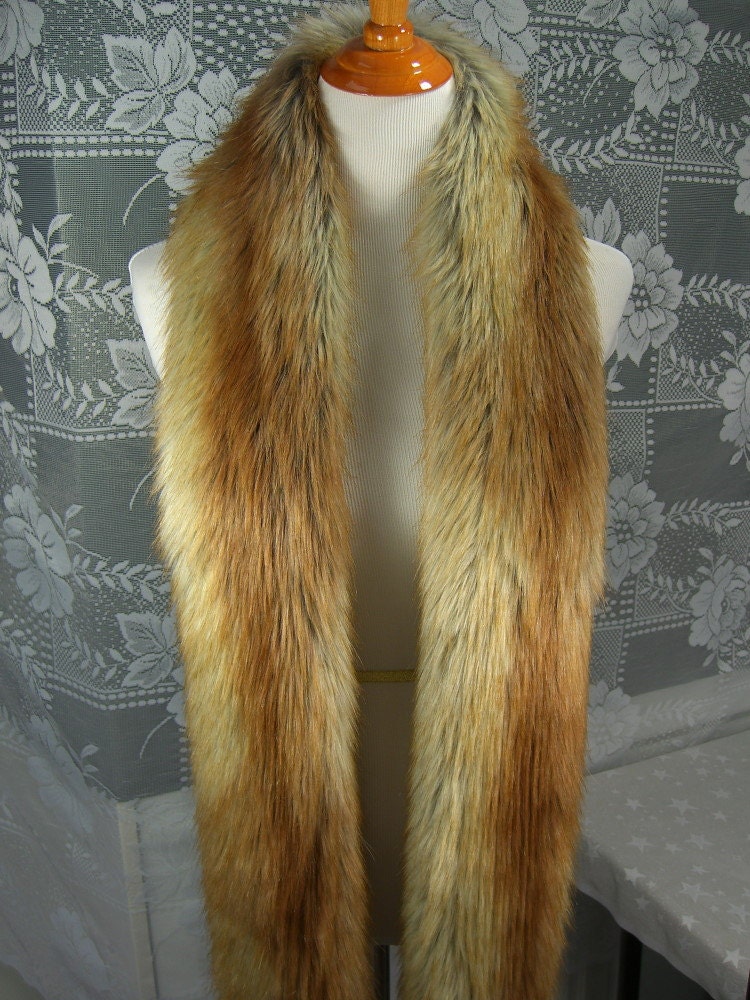 Faux Fur Long Scarf Fox Gold Tip Faux Fur Scarf Women's