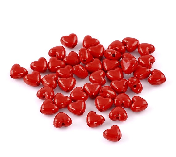 BULK - Red Valentine Hearts - Acrylic - Set of 200