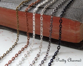 10 Antique Style 24 inch Necklace Chains Oval Link Lobster Clasp Mix and Match Bronze, Copper, Silver, Gunmetal, Black