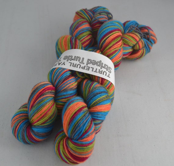 Nano Hand-dyed Self-striping sock yarn by turtlepurl on Etsy