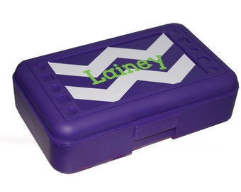 BACK TO SCHOOL - Personalized Pencil Box / Art Supply Box - Chevron
