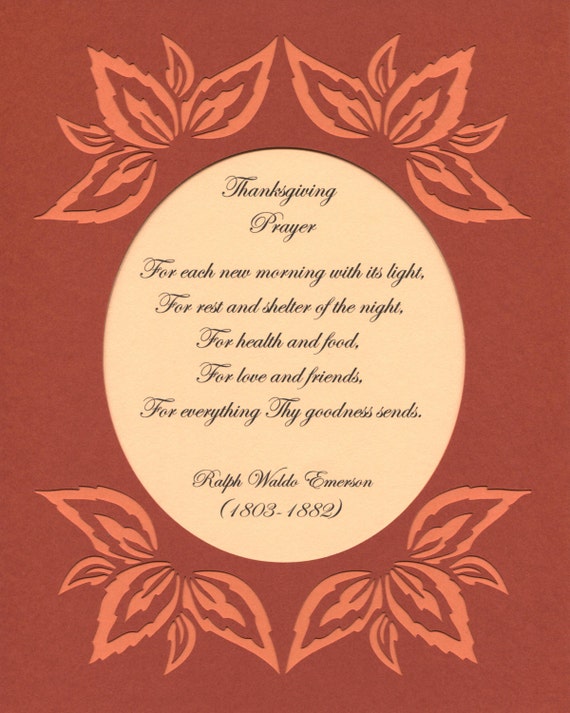 Thanksgiving Prayer by Ralph Waldo Emerson Wall by ...