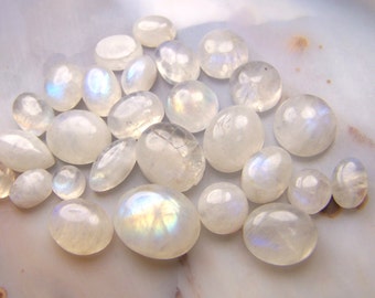 Rainbow Moonstone cabochons by the carat bulk - oval round marquis almond blue purple fire small white bulk - discount wholesale lot parcel