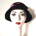 1950s hat vintage 50s black fuschia ribbon bucket hat