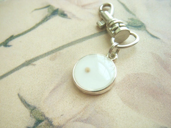 Mustard seed charm silver resin charm zipper pull or