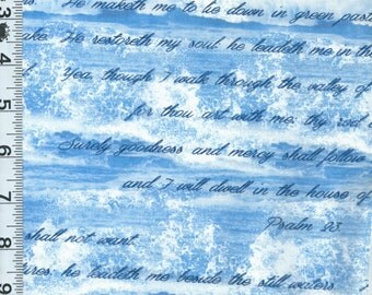 Fabric Benartex Kanvas Bible Study collection 23RD Psalm Twentythird blue ocean waves David old testament 4886 BTY
