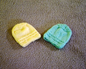 Hand Knitted - Yellow or Green Baby Hat