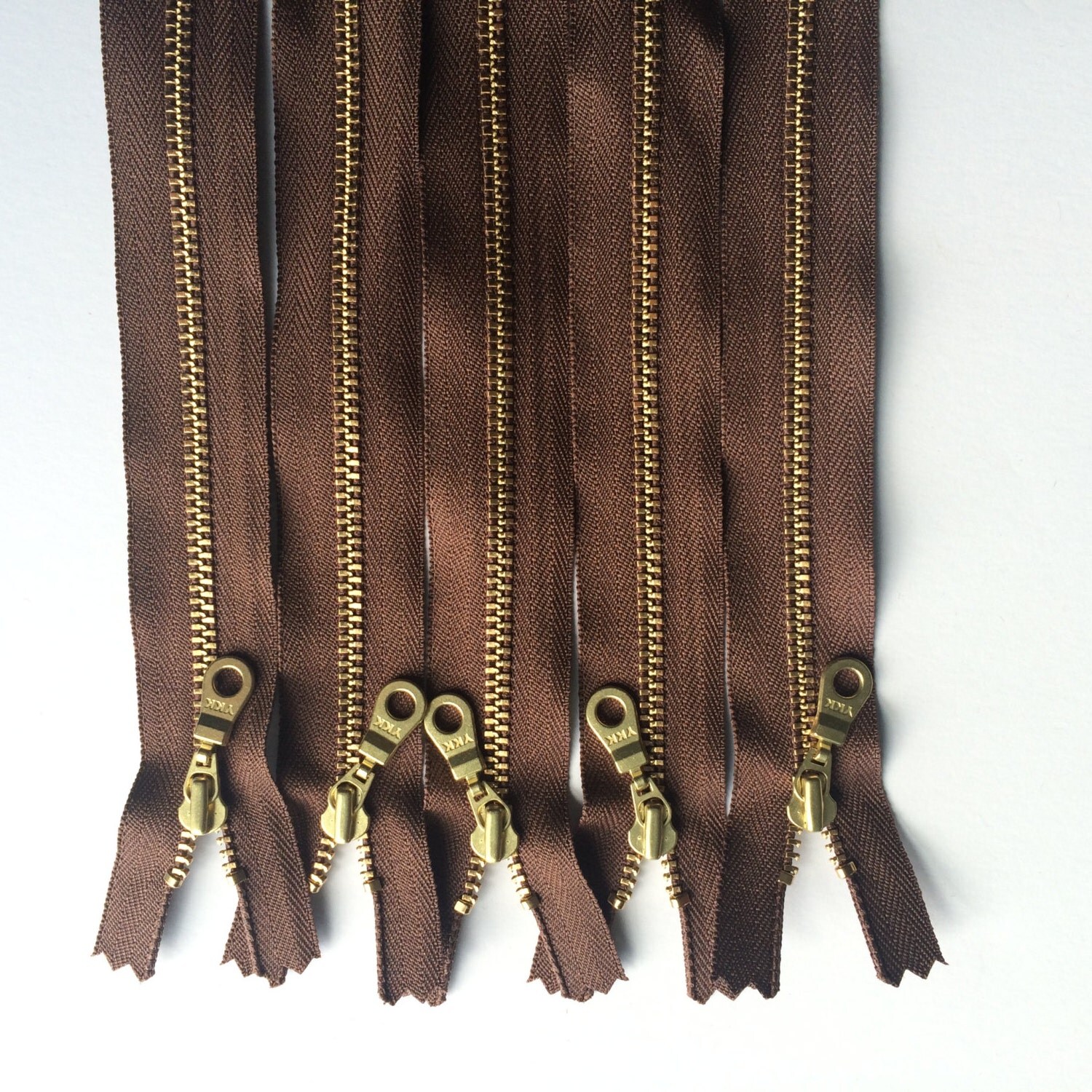 YKK Metal Teeth Zippers 18 inch Seal Brown with Brass Teeth