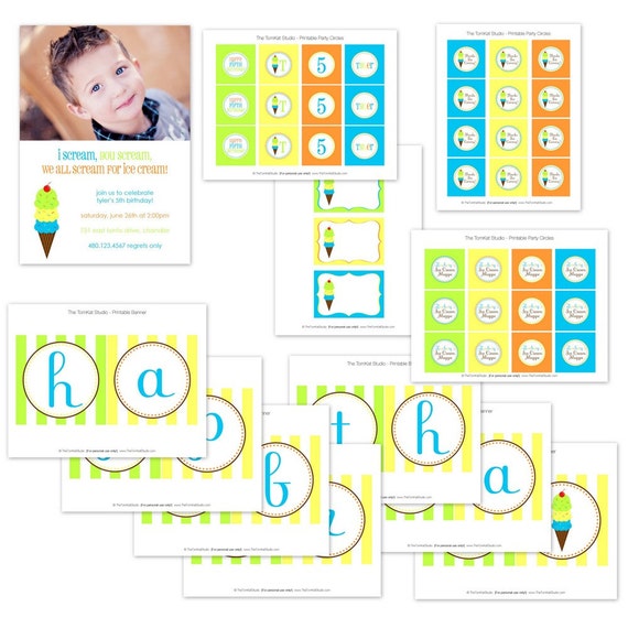 Ice Cream Party Printable Collection by The TomKat Studio Il_570xn