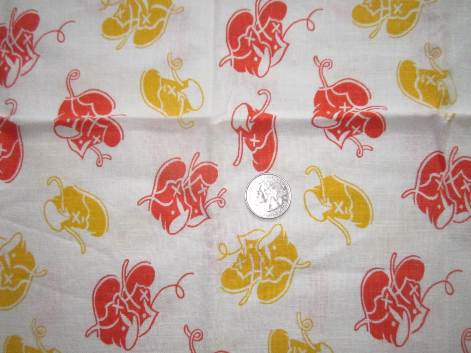 Vintage 1930s Cotton Feedsack FabricNovelty Orange and Yellow