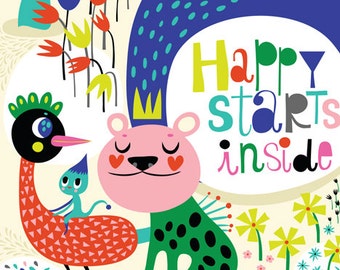 Happy Inside... - limited edition giclee print of an original illustration (8 x 10 in)