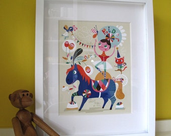 Pretty Little Circus ... limited edition giclee print of an original illustration (8 x 10 in)