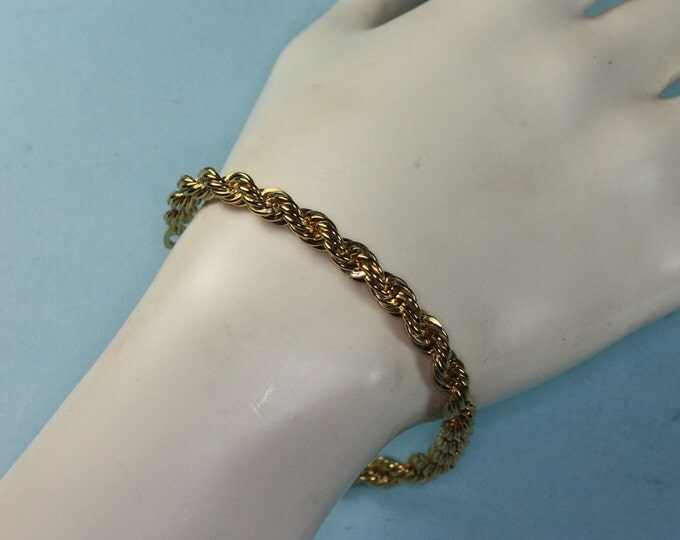 Twisted Rope Chain Bracelet Gold Tone Vintage