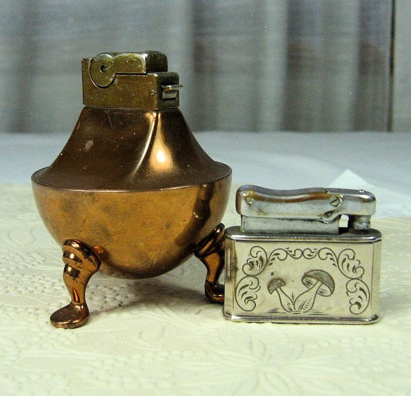 Vintage Cigarette Lighters Brass and Silver Tone