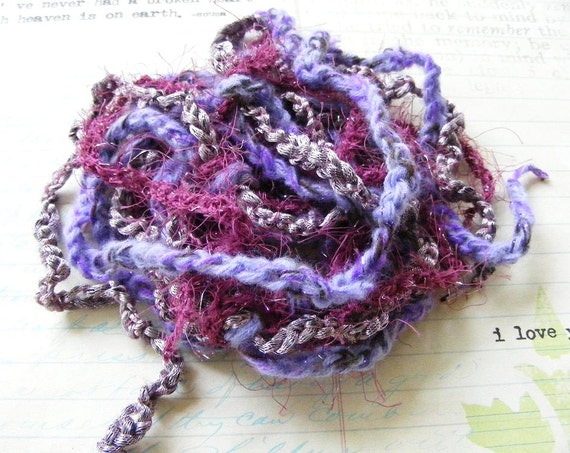 Berry Plum Purple Crochet Scarf Lariat Necklace by meiguidesigns