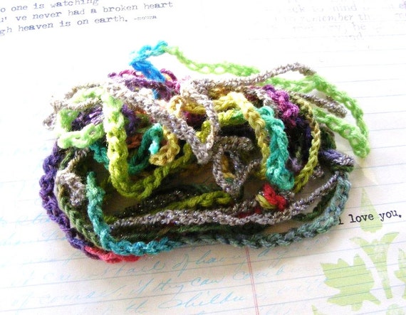 Long Skinny Crocheted Multicolored Scarf Choker by meiguidesigns