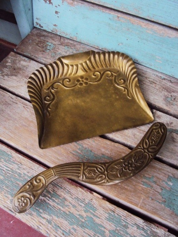 Antique Victorian Table Crumb Sweeper Tray Pan with Brush