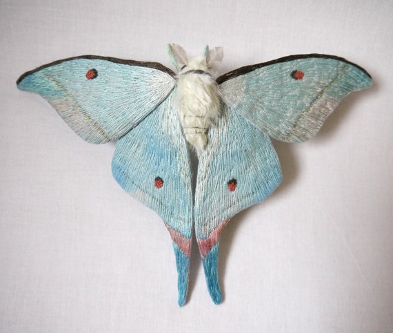 Fabric sculpture - Large Indian Luna Moth textile art