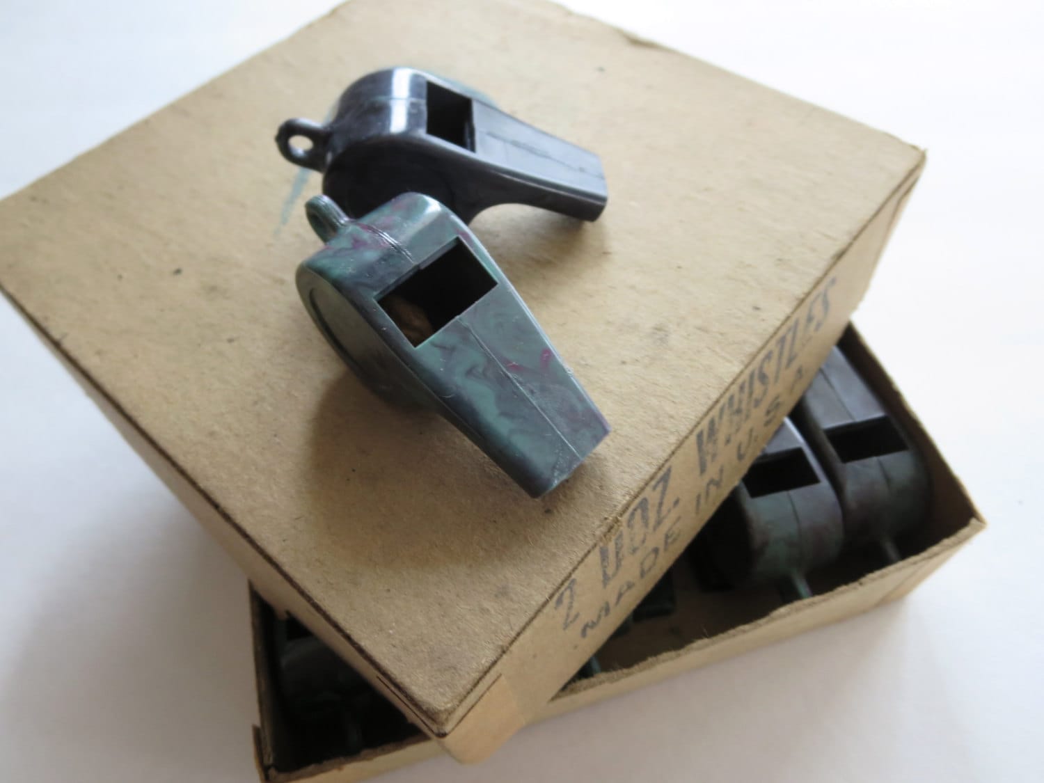 6 vintage whistles plastic whistles toy whistles 1940's