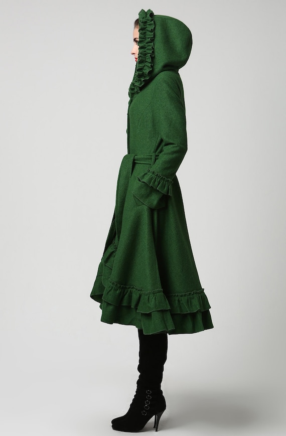 Boho Coat emerald green coat Dark green coat Womens coats