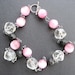 Vintage Glass Bead Choker, Sterling Silver, Pink Beads, Pink Candy, Vintage Rock Crystal, Matte Black Beads