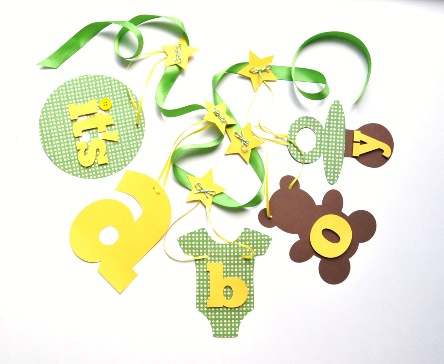 Baby shower decorations green and yellow It's a boy banner