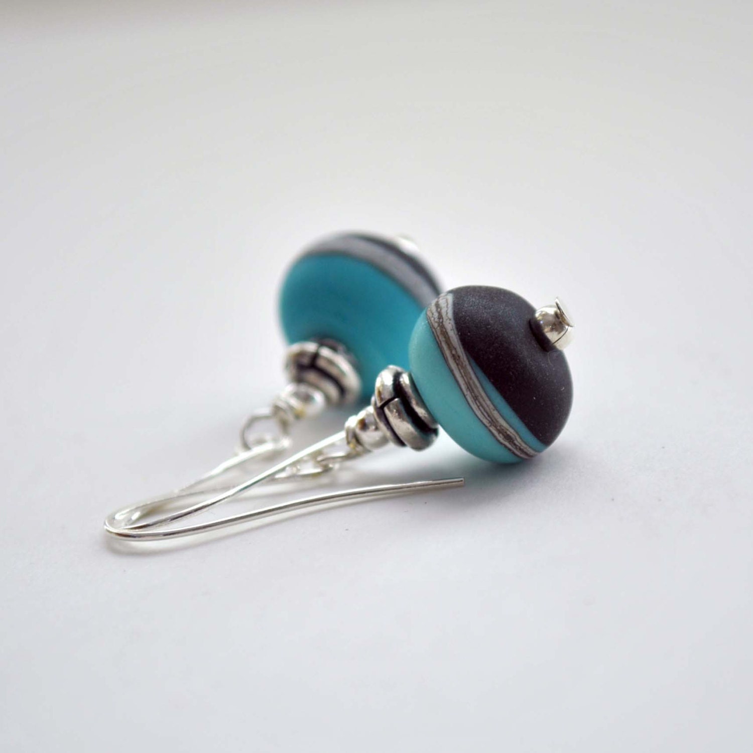 Blue Earrings Black Earrings Striped Earrings Dangle