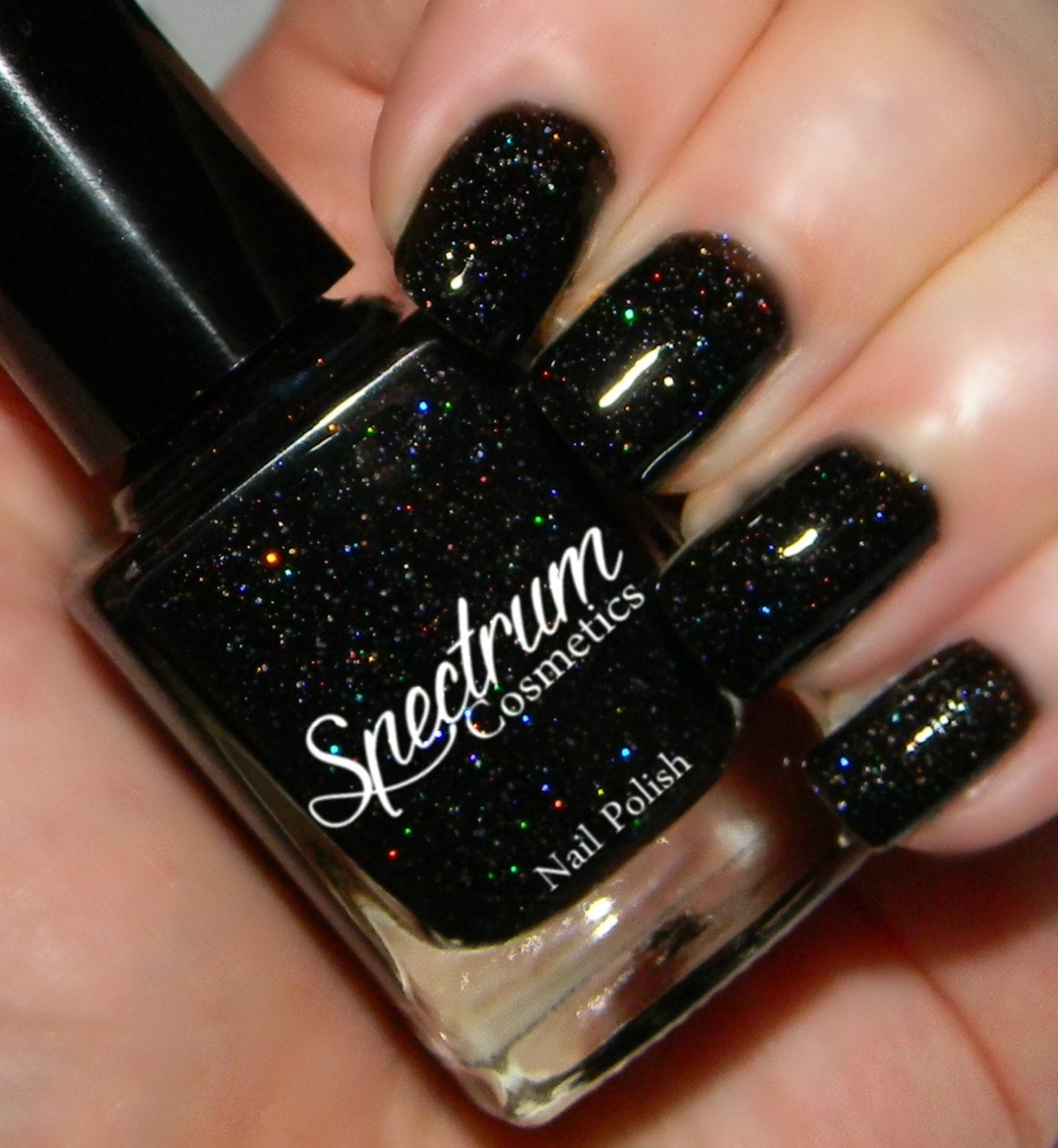 Black Holographic Glitter Nail Polish Dark Matter