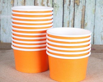 Small Orange Ice Cream Cups, Orange Ice Cream Bowls, Sundae Cups, Ice Cream Party Cups, Dessert Cups, 4oz Paper Ice Cream Cups (18)