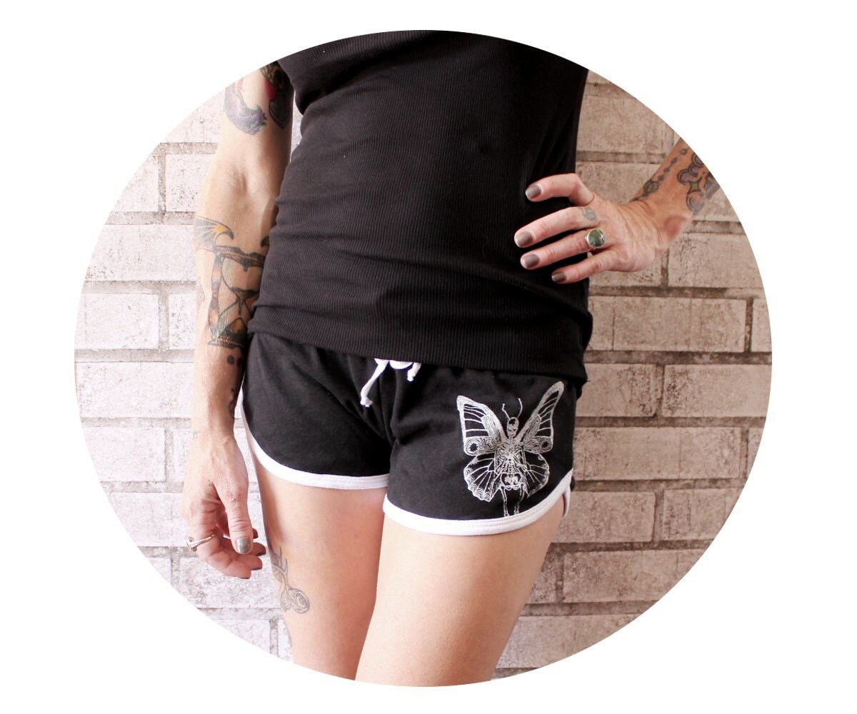 Skeleton Booty Shorts Black Roller Derby Boutfit Short