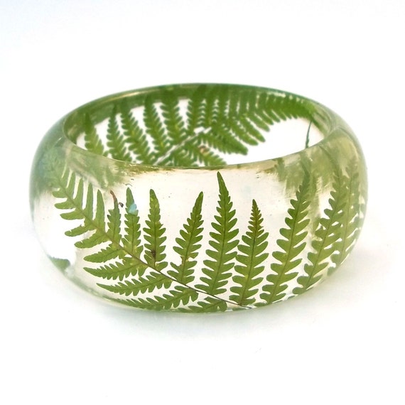 Pressed  Fern Bangle - Chunky Resin Bangle.  Handmade Botanical Resin Jewelry. Gift for Her, Gift for Mom, Gift for the Nature Lover.