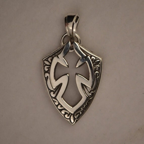 Cross and shield pendant shield pendant silver cross by kezzo