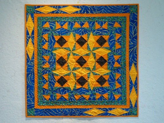 Peacock modern wallhanging quilt by beaquilter