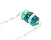 Genuine Turquoise Necklace in Sterling Silver - Simple Jewelry - Natural Stone