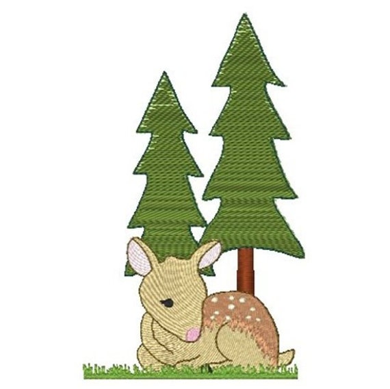 Deer machine embroidery design. Adorable baby deer by Embroidalot