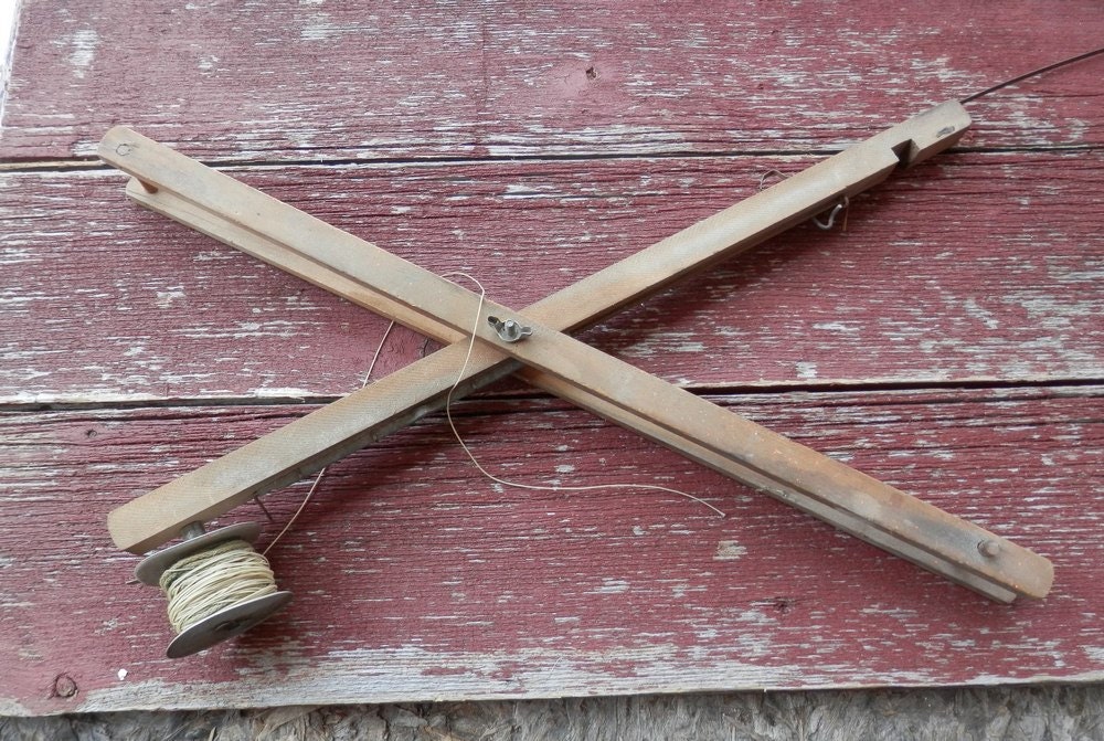 vintage ice fishing tip up fishing pole great by BandCEmporium